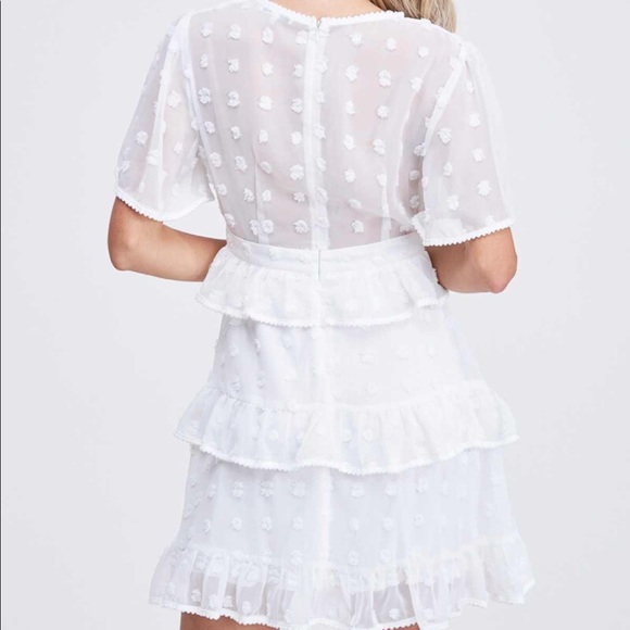 White Ruffle Layer Mini Dress - Picture 2 of 6